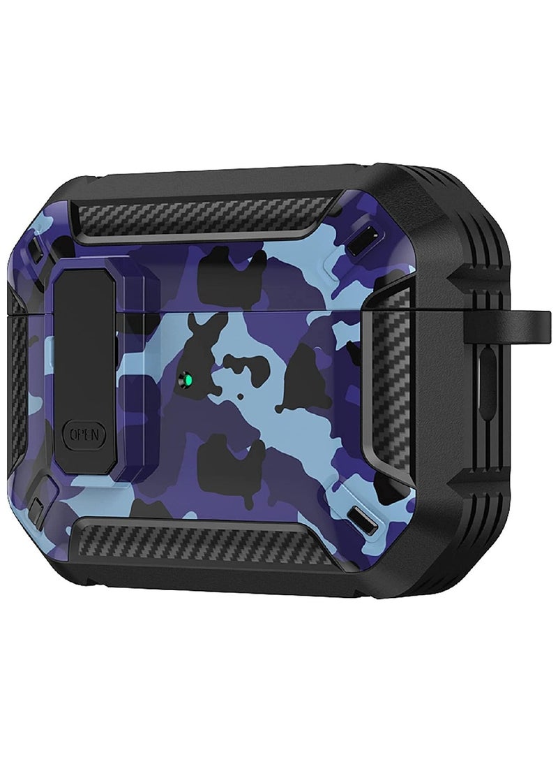 MOBM AirPods Pro Case with Carabiner – Shockproof Protective Cover Blue Army - Image 2